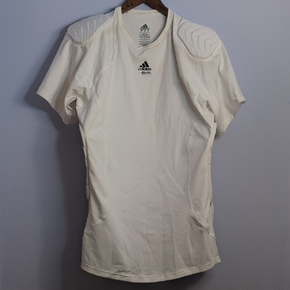 Men's Adidas Techfit Padded Compression Tee Shirt 2XL White Sports Football